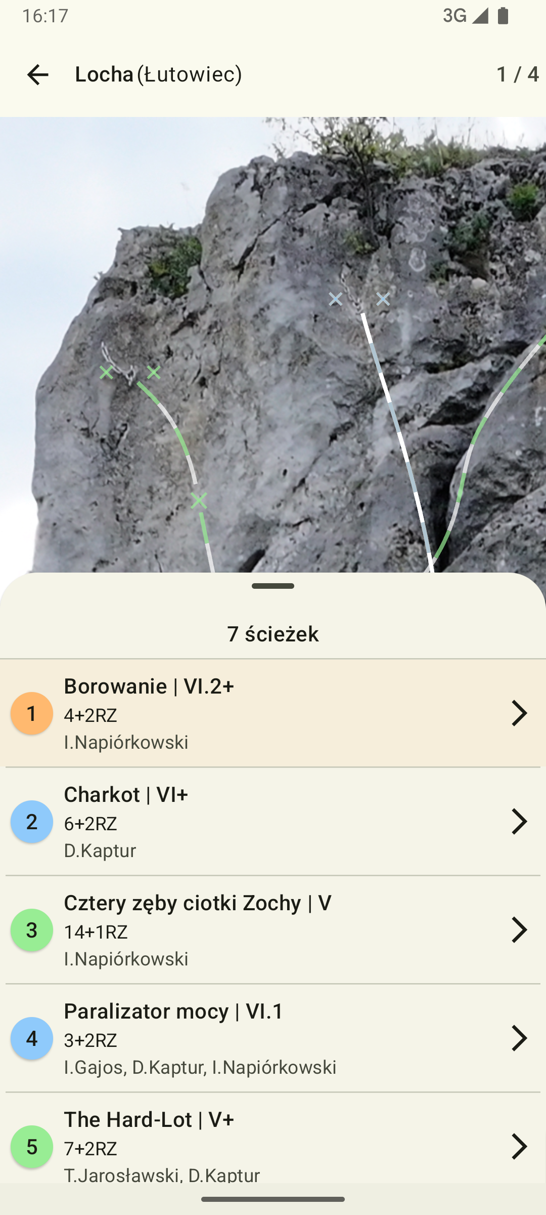 Topo view with routes